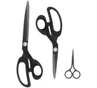 Uaugulft Lot de 3 ciseaux de couture (20,3 cm et 25,4 cm) avec lames en titane et poignée confortable, ciseaux de couture en acier inoxydable et petits ciseaux cigogne noirs
