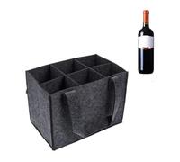 UBOHUZ 2PCS 6 Bottles Felt Wine Bottle Holder Bag Grey Protective Storage Washable with Carry Handle Carrier Wedding pour Bière, Champagne(Gray)