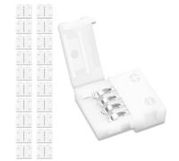 UBRAVE Connecteur Ruban LED, Lot de 20 Connecteurs à Bande, LED Connecteur Rapides de Bande à 4 Broches pour Strip LED SMD 5050 RGB imperméable et Non-imperméable de 10mm de Large, Soudage Gratuit