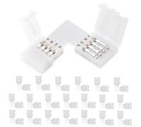 UBRAVE Connecteur Ruban LED, Lot de 20 Connecteurs en Forme de L, LED Connecteur Rapides de Bande à 4 Broches pour Strip LED SMD 5050 RGB imperméable, Non-imperméable de 10mm de Large, Soudage Gratuit