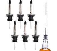 UBRAVE Lot de 6 Becs Verseurs Alcool Et 1 Brosse,Verseurs pour Spiritueux/Huile/Vinaigre pour Bouteilles,Verseur Alcool Acier Inoxydable,avec Tube d'air, Convient à La Plupart des Bouteilles