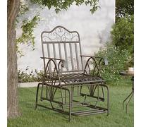 UBVNFGMK Chaise à bascule noire de 61 cm en acier, chaise à bascule de jardin avec mécanisme à bascule pour une balançoire douce, banc confortable avec dossier haut et accoudoirs, design élégant