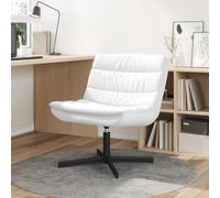 UBVNFGMK Chaise pivotante moderne blanche en cuir synthétique avec fonction pivotante à 360°, 63 x 75 x 76 cm, pour salon, cadre en métal stable, facile d'entretien