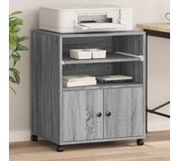 UBVNFGMK Chariot d'imprimante avec roulettes, gris Sonoma, table d'imprimante 60 x 48 x 74 cm, support d'imprimante avec étagère pour bureau, dossiers et livres, organiseur multifonction avec 4