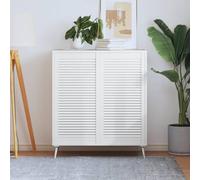 UBVNFGMK Lot de 2 portes d'armoire à lamelles blanches 99,3 x 49,4 cm en bois de pin massif pour armoire de cuisine, salle de bain, à chaussures, bibliothèque