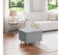 UBVNFGMK Sous-table de rangement moderne avec coussins, gris clair, 60 x 60 x 45 cm, en tissu, tabouret rembourré avec espace de rangement, repose-pieds, espace de rangement caché pour couvertures et