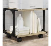 UBVNFGMK Support d'imprimante avec 2 étagères en chêne Sonoma - 41 x 28 x 33 cm - Table d'imprimante roulante en bois et cadre en acier - Table d'appoint multifonction pour bureau et cuisine
