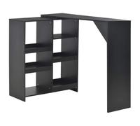 UBVNFGMK Table haute noire 138 x 39 x 110 cm avec étagère mobile, table de bar pour petits espaces, matériau en bois durable, cadre en forme de L avec triangle de renfort, facile à monter