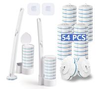 Ucaimao Brosse WC Jetable Recharge，Ensemble de 2 Poignées et Supports Allongés avec 54 Recharges de Détergent，pour Nettoyeur de Toilette，Salle de Bain, évier, Baignoire - Bleu (Parfum Frais de la mer)