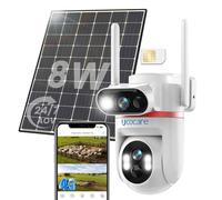 UCOCARE 24/7 AOV 4G LTE Camera Surveillance Solaire Exterieure, Double 4MP | 4G Carte SIM, Solaire 8W, Batterie 15800mAh, Détection IA, Suivi Auto 360°, Vision Nocturne Couleur, Alertes App, SD & Cloud