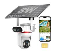 UCOCARE 24/7 AOV 4G LTE Camera Surveillance Solaire Exterieure, Double 4MP | 4G Carte SIM, Solaire 8W, Batterie 15800mAh, Détection IA, Suivi Auto 360°, Vision Nocturne Couleur, Alertes App, SD & Cloud