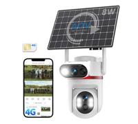UCOCARE 24/7 AOV 4G LTE Camera Surveillance Solaire Exterieure, Double 4MP | 4G Carte SIM, Solaire 8W, Batterie 15800mAh, Détection IA, Suivi Auto 360°, Vision Nocturne Couleur, Alertes App, SD & Cloud