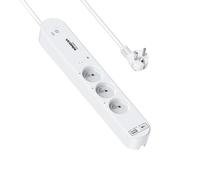 Ucomen Prise Multiple Intelligente,16A Multiprise WiFi avec 3 Prises et USB C Compatible avec Alexa, Google Home, Smart Life App, Fonction de Minuterie,Interrupteur,1,5 m,3680W,Blanc