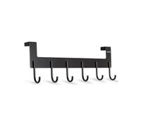 Udenis Crochet de porte pour manteau, sac, chapeau, peignoir, serviette, salle de bain, cuisine, garage, 6 crochets en aluminium robuste antirouille noir