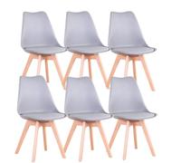 Uderkiny Lot de 6 Chaises de Salle à Manger，Chaises Scandinaves，Pieds en Bois Massif, Design Nordique Ergonomique, Idéales pour Salle à Manger, Salon, Cuisine, Chambre (Gris,6)