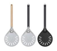 UDHSNJZG Pelle Pizza 1 pièces Pizza tournant petite pelle à palette courte ronde outil manche en bois antidérapant 7 8 9 pouces pizza perforée aluminium(9 inch 60cm-01)