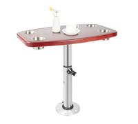 udneondhe Table de bateau télescopique réglable avec 4 fentes pour tasses et porte-gobelets, plateau de table amovible, table de cockpit marine pour camping-car, caravane, bateau, yacht, camping-car