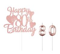 UDNFHL 1 Numéro 8 Bougie, 1 Bougie Numéro 0 Et 1 Pièce Insert De Carte De Joyeux Anniversaire, Fournitures De Fête d'anniversaire, Décorations De Gâteaux, Accessoires À Gâteau.