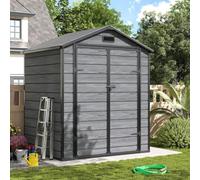 UDPATIO Abri de Jardin en Résine 12mm 184x135x210cm, 3.9 m³ - Cabane de Jardin Extérieur avec Toit Incliné Anti-Pluie, Porte Verrouillable pour Rangement Outils/Vélo (Gris Foncé)