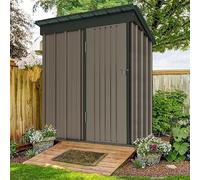 UDPATIO Abri de Jardin Métal 162x92x180 cm - Cabane de Jardin Extérieur avec Toit Incliné et Serrure, Rangement Outils de Jardin/Vélo, Marron