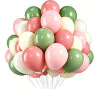 UDRKFOPK Ballons Rose Verts,60 Pièces Ballons Anniversaire Rose,12 Pouces Ballon Fete Latex Hélium Ballons Verts pour Mariage Fiançailles Gender Reveal Fête d'anniversaire Décoration