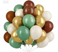 UDRKFOPK Ballons Vert Or,60 Pièces Ballons Anniversaire Vert Marron,12Pouces Latex Ballons Helium Vert,Ballons de Fête Or pour Decoration Anniversaire Bridal Baby Shower Mariage Gender Reveal