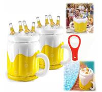 UEGFSIJRF Lot 2 seaux Glace gonflables chope bière, Refroidisseur Boissons Gonflable livré ouvre-Bouteille Porte-Boisson étanche Piscine fête Plage Barbecue Jardin Rassemblement Plein air
