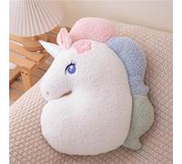 Ueiwffzo Coussin douillet pour chambre d'enfant - En forme de cœur - Arc-en-ciel - Peluche décorative douce pour chambre de bébé fille et garçon - Licorne - 45 cm