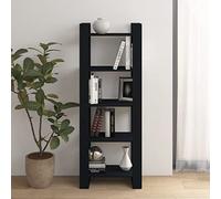 UERNGFTKM Bibliothèque, séparateur de pièce en pin massif, noir, 60 x 35 x 160 cm, bibliothèque ouverte sans dos, polyvalente comme étagère debout et séparateur de pièce