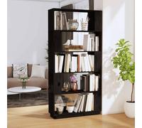 UERNGFTKM Bibliothèque - Séparateur de pièce - Noir - 80 x 25 x 163,5 cm - En pin massif - Étagère ouverte sans paroi arrière - Bibliothèque polyvalente pour salon, couloir