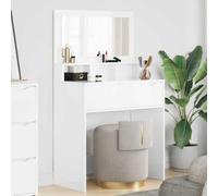 UERNGFTKM Coiffeuse blanche avec tiroirs, bureau pour chambre à coucher, 80 cm, coiffeuse moderne en bois avec surface lisse et tiroirs à roulement à billes pour une ouverture silencieuse