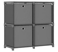 UERNGFTKM Étagère cube avec 4 boîtes en tissu Gris 69 x 30 x 72,5 cm - Étagère sur pied en tissu et cadre en acier, étagère de boîte avec compartiments ouverts