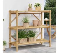UERNGFTKM Étagère sur pied en bambou avec 3 compartiments 100 x 40 x 90 cm, bibliothèque ouverte pour salon, étagère de rangement durable avec grande capacité de charge et design à lattes pour une