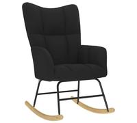UERNGFTKM Fauteuil à bascule confortable avec accoudoirs en tissu polyester doux, noir, cadre en bois métallique, rembourrage épais pour un grand confort, mouvement de balançoire doux, idéal pour le
