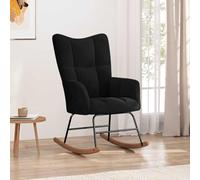 UERNGFTKM Fauteuil à bascule en velours noir avec rembourrage épais, design moderne avec coutures décoratives, chaise de relaxation stable avec structure en acier et patins en bois, max