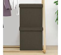 UERNGFTKM Lot de 2 tabourets pliants avec espace de rangement marron foncé et housse imitation lin, coffres pliables peu encombrants en MDF avec rembourrage en mousse