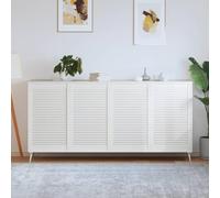 UERNGFTKM Lot de 4 portes d'armoire blanches - 99,3 x 59,4 cm - En pin massif - Porte à lamelles - Pour armoire de cuisine, salle de bain, à chaussures, bibliothèque