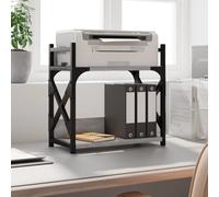UERNGFTKM Support d'imprimante à 2 étagères gris sonoma 40 x 20 x 40 cm en bois avec cadre en métal, pieds réglables et capuchons en plastique pour un maintien stable, multifonction