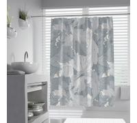UERWOWELL Feuilles d’acanthe Rideau de Douche avec Crochets Silhouette de Feuille Aquarelle Tissu Rideau de Bain Décoration Abstraite de Salle de Bain Gris Tropical Botanical W180xL220 cm