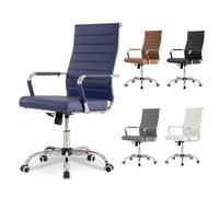 UEV Chaise de Bureau Ergonomique Kolumbus Cuir PU, Capacité 150kg, Bleu
