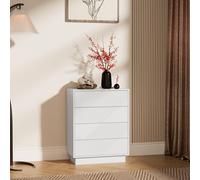 UEV Commode à 4 Tiroirs 60cm, Meuble Rangement, 60 x 33,5 x 77,5 cm, Blanc | Touche Soyeuse, Surface Motif Unique Gravure, Grand Espace Rangement, Style Scandinave Elégant, pour Chambre, Salon