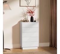 UEV Commode à 5 Tiroirs 60cm, Meuble Rangement, 60 x 33,5 x 94 cm, Balnc | Touche Soyeuse, Surface Motif Unique Gravure, Grand Espace Rangement, Style Scandinave Elégant, pour Chambre, Salon