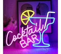 UExnkj-Y Cocktail Bar Enseigne au Néon Bar Enseigne Lumineuse, Panneau Néon Rose et Bleu pour Pub, Maison, Bière, Club, Cave, Restaurant, Boutique, Décoration de Cocktails