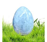 Œuf bleu - Sphère en cristal poli de 5 cm, pierre anti-stress de poche, sculpture décorative de méditation Reiki | Ornement de collection pour la maison et le bureau