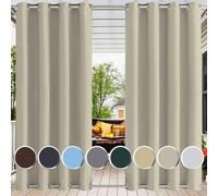 Ufamiluk Rideau Exterieur terrasse imperméable occultant Coupe Vent Anti Froid Chaleur Rideaux isolants Thermiques Anti Froid pour Exterieur terrasse Jardin Maison Taupe 120x200cm (BxH 1 pièce)