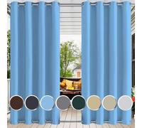 Ufamiluk Rideau pergola extérieur imperméable Isolation Thermique Anti Chaleur Blocage Double Rideaux occultant et Thermique pour pergola extérieur Balcon Cour Porche Bleu 150x220cm (BxH 1 pièce)