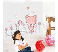 ufengke® Ours Mignon Belles Fleurs Stickers Muraux, La Chambre des Enfants Pépinière Autocollants Amovibles