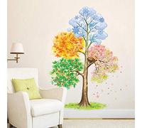 ufengke Stickers Muraux Arbre de Quatre Saison Autocollants Mural Amovible Vinyle pour Chambre Salle de Bain Salon Décoration Murale