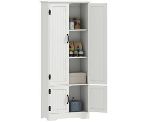 uffet de cuisine - HOMCOM - buffet multi-rangements 2 placards 3 étagères - MDF panneaux particules - 60x30x153cm - Blanc