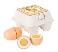 Œufs en bois - Accessoires de cuisine - Beige - 4 pièces - Haute valeur ludique - Boîte en carton